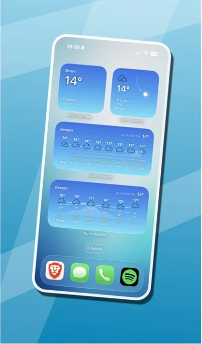 Quiet Weather widgets on a home screen